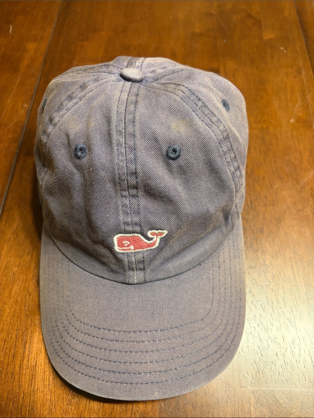 Vineyard Vines Washed Navy Cap with Pink Whale